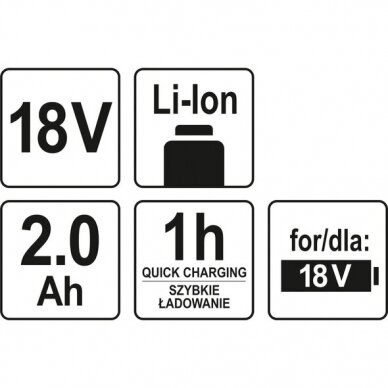 Akumuliatorius Li-ion, 18V Yato, 4 Ah 2
