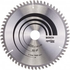 Diskinio pjūklo diskas medienai BOSCH 216x30x2,8/1,8mm Z60