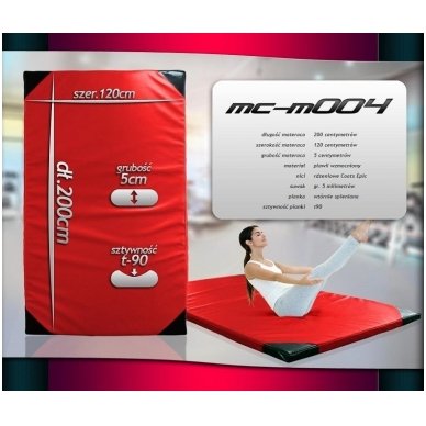 Gimnastikos čiužinys Marbo MC-M002 PRO T90 200/120/5cm (raudonas) 2