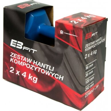 Hantelių rinkinys EB Fit, 2x4kg, mėlynas 4