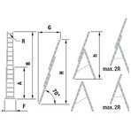 Kopėčios aliuminės universalios trijų dalių laiptams, 3 x 8  pakopos 1