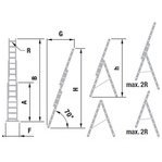 Kopėčios aliuminės universalios trijų dalių laiptams, 3 x 7 pakopos 1