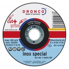 Pjovimo diskas DRONCO AS 46/AS 30 T INOX CUT+GRIND T27 (125 x 2,5 x 22,23)