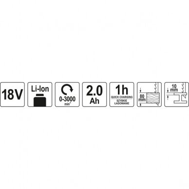 Siaurapjūklis tiesinis akumuliatorinis 18V Li-ion Yato 1