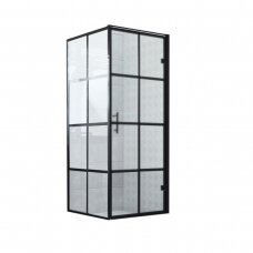 Stiklinės durys ET-205 su 1 fiksuota sienele 90×190, JUODA