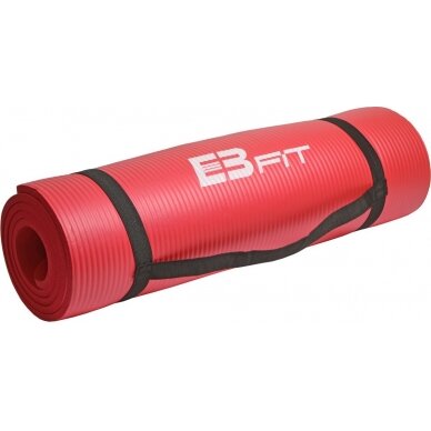 Treniruočių kilimėlis EB Fit NBR, 180x60x1cm, raudonas, su krepšiu 3