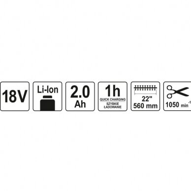 Žirklės gyvatvorei akumuliatorinės 18V 2.0Ah Li-Ion 56cm, 1050 aps/min 3